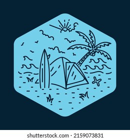 Camping in summer at beauty beach graphic illustration vector art t-shirt design