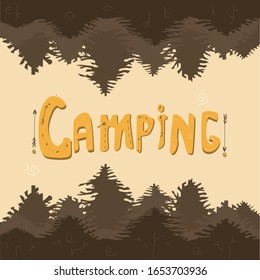 Camping, summer camp and travel concept in flat style, vector illustration.