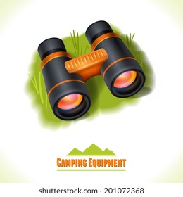 Camping summer outdoor activity concept equipment binocular symbol vector illustration.