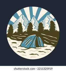 camping and sunrise graphic illustration vector art t-shirt design