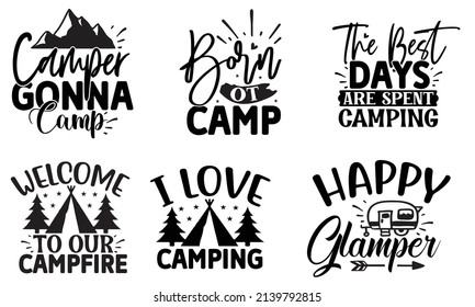 Camping Svg T Shirt Design Bundle Stock Vector (Royalty Free) 2139792815 Sh...