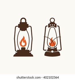 Camping symbols. Oil lamps