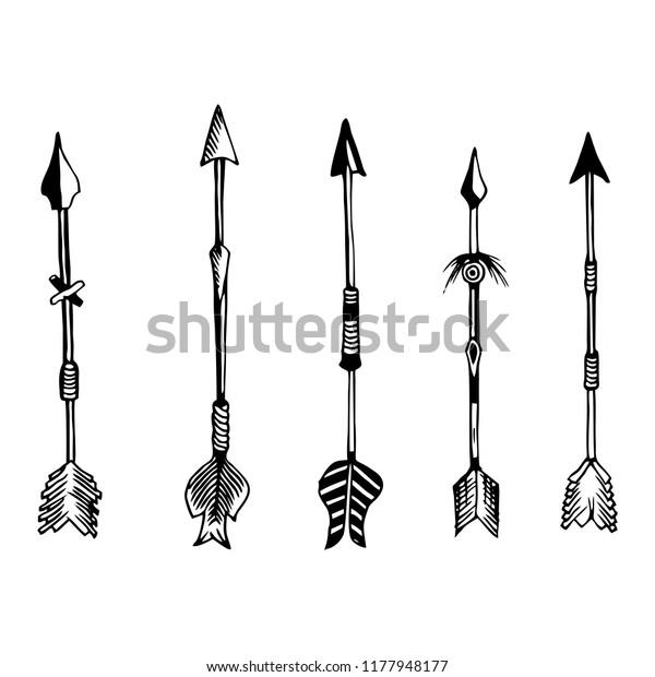 Camping Symbols Set Hand Drawn Arrows Stock Vector (royalty Free 