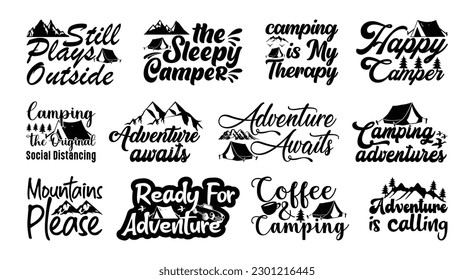 camping T Shirt Design Paket, Vector camping T Shirt Design, Camping Shirt, Camping, Camping, Wandern, Outdoor, Typografie T-Shirt Design Kollektion