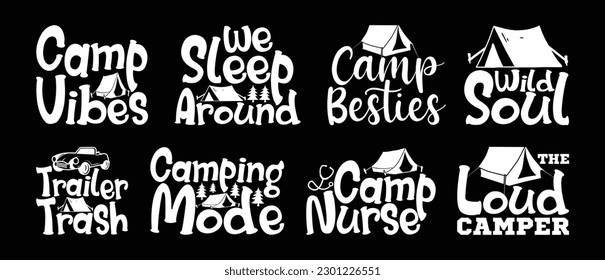camping T shirt Design Bundle, Quotes about camping, Adventure, outdoor, camping T shirt, Hiking, Camping typography T shirt design Collection