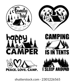 camping T shirt Design Bundle, Quotes about camping, Adventure, outdoor, camping T shirt, Hiking, Camping typography T shirt design Collection