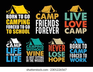 camping T shirt Design Bundle, Quotes about camping, Adventure, outdoor, camping T shirt, Hiking, Camping typography T shirt design Collection