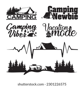 camping T shirt Design Bundle, Quotes about camping, Adventure, outdoor, camping T shirt, Hiking, Camping typography T shirt design Collection