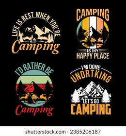  Camping t shirt design bundle vector, Camper tees design collection