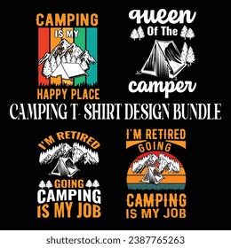  Camping t- shirt design bundle vector typography;mountain; 
