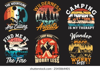 camping t shirt design bundle, print on demand