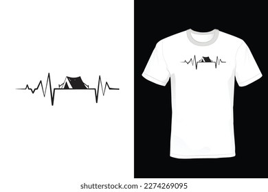 Camping T shirt design, Heartbeat