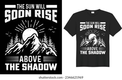 Camping T shirt design. Hiking T shirt design vector. Funny Outdoor Retro Vintage Camper Camping T-shirt Design,with mountain,silhouette,trees in vintage style.Adventure Tshirt design.poster,print,tee