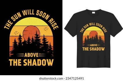 Camping T shirt design. Hiking T shirt design vector. Funny Outdoor Retro Vintage Camper Camping T-shirt Design,with mountain,silhouette,trees in vintage style.Adventure Tshirt design.poster,print,tee
