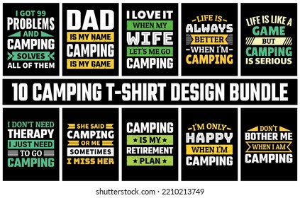 Camping T Shirt Design Set Vector