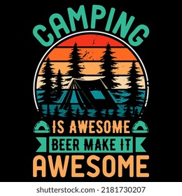Camping-t-Shirt-Design, Vektorgrafik
