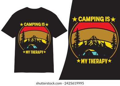 Camping T shirt design. Camping T shirt design vector. Funny Outdoor Retro Vintage Camper Camping T-shirt Design,with mountain,silhouette,trees in vintage style.Adventure Tshirt svg