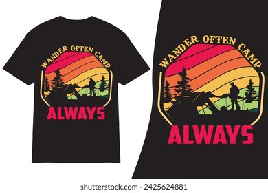 Camping T shirt design. Camping T shirt design vector