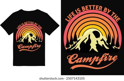 Camping t shirt design vector file.Mountain camping t shirt.
