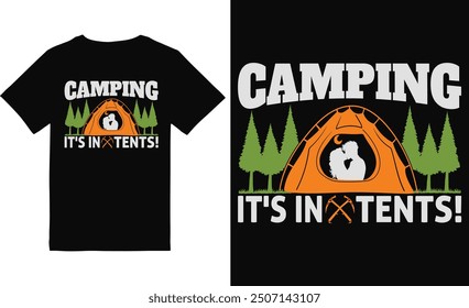 Camiseta de camping de diseño de archivo de Vector. Camiseta de camping de montaña.
