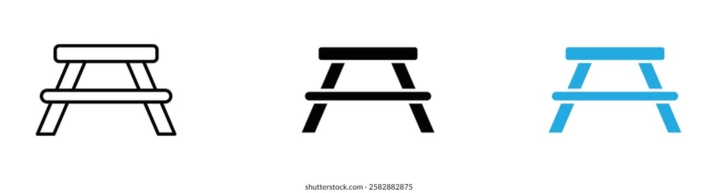 Camping table icon black white vector outline