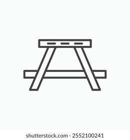 Icono de mesa de camping. icono de Vector de estilo de línea.