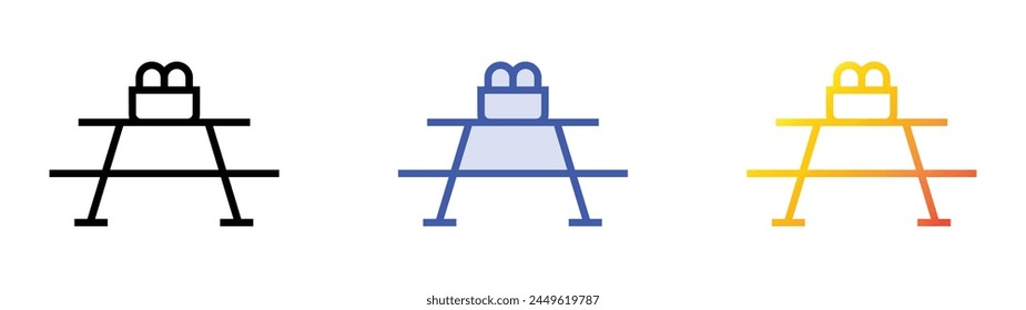 camping table icon. Linear, Blue Fill and Gradient Style Design Isolated On White Background