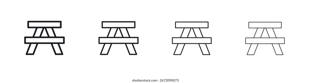 Camping table icon. minimal strokes lines for web designs