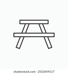 Camping table icon set in blackthin line style.