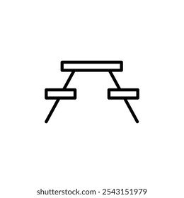 Camping table icon set. outlined and solid filled versions.