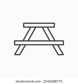 Camping table icon in thin black lines