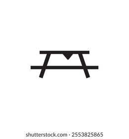 Camping table icon Thin line flat illustration