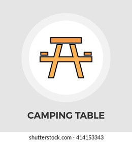 Camping table icon vector. Flat icon isolated on the white background. Editable EPS file. Vector illustration.