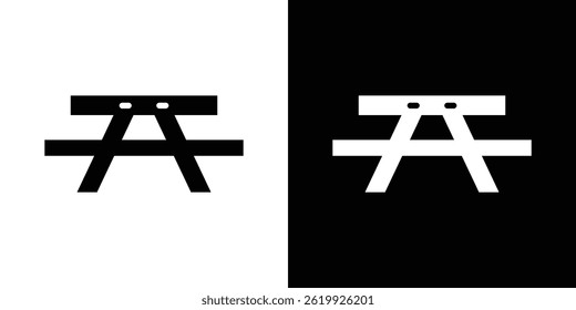 Vetor de ícone de mesa de acampamento, ilustração de logotipo sólido, pictograma
