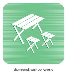 Camping table and stool icon. Vector illustration

