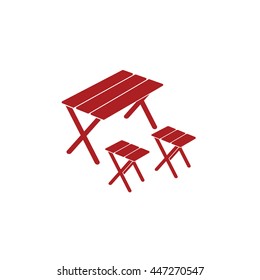 Camping table and stool icon. Vector illustration

