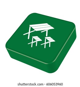 Camping table and stool icon. Vector illustration

