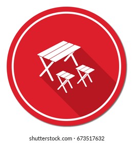 Camping table and stool icon. Vector illustration

