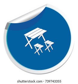 Camping table and stool icon. Vector illustration

