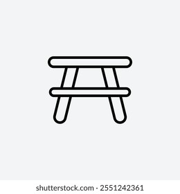 Camping table thin liner icon isolated.