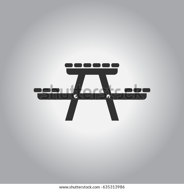 Camping Table Wooden Park Bench Stock Vector Royalty Free 635313986