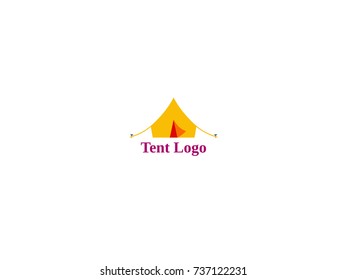 Camping ten logotype. Camp logotype with yellow, orange, red and purple colors