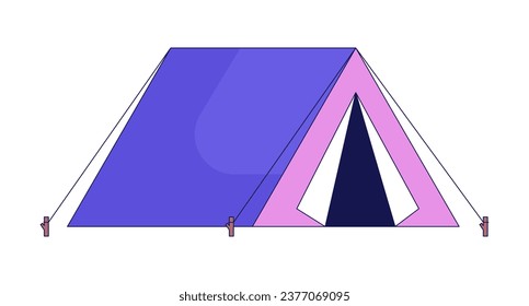Camping tent 2D linear cartoon object. Wanderlust campground isolated line vector element white background. Leisure activity. Campsite vacation. Outdoor recreation color flat spot illustration