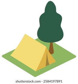 Camping Tent Beside Tree Icon