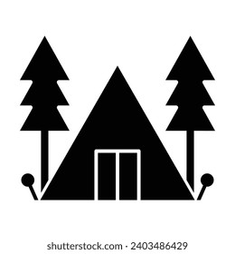 Camping tent camp icon vector on trendy design