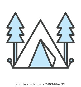 Camping tent camp icon vector on trendy design