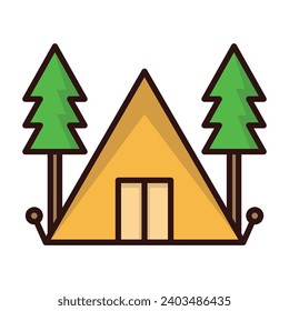 Camping tent camp icon vector on trendy design