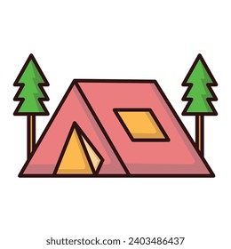 Camping tent camp icon vector on trendy design