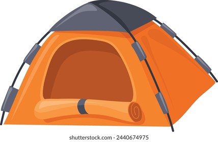 Camping tent cartoon icon. Outdoor tourist shelter isolated on white background