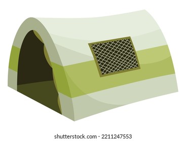 Camping Tent Cartoon Icon. Sport Or Travel Touristic Marquee, House For Outdoor Recreation And Hiking Adventure. Colorful Campsite Tented Shelter Or Dome Tent. Vector Tourist Equipment